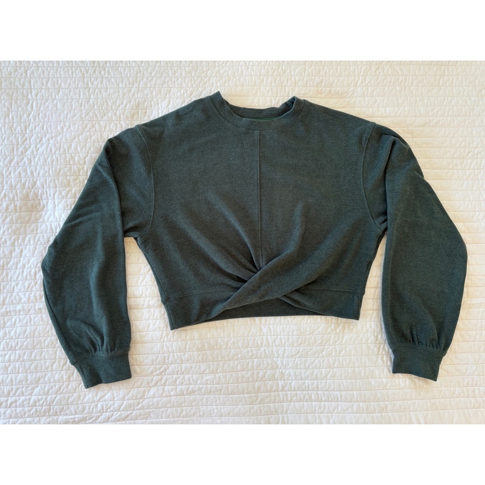 Qinsen Womens Ballet core Twist Front Cropped Light Sweatshirt M